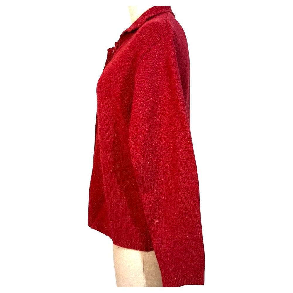 L.L. Bean Cardigan Womens Size Medium Lambswool Blend Red Button-Up Sweater Vint - Picture 5 of 8